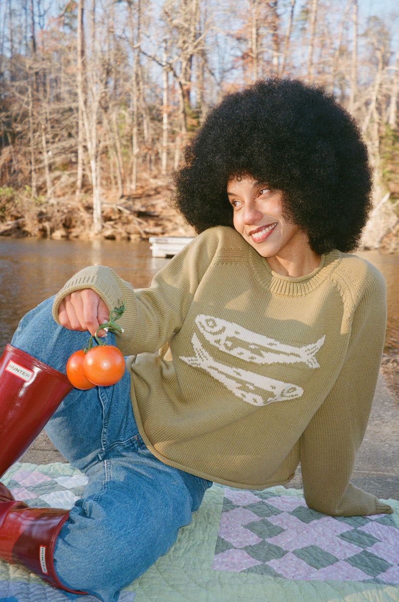 GREEN COTTON FISH SWEATER PRE-ORDER