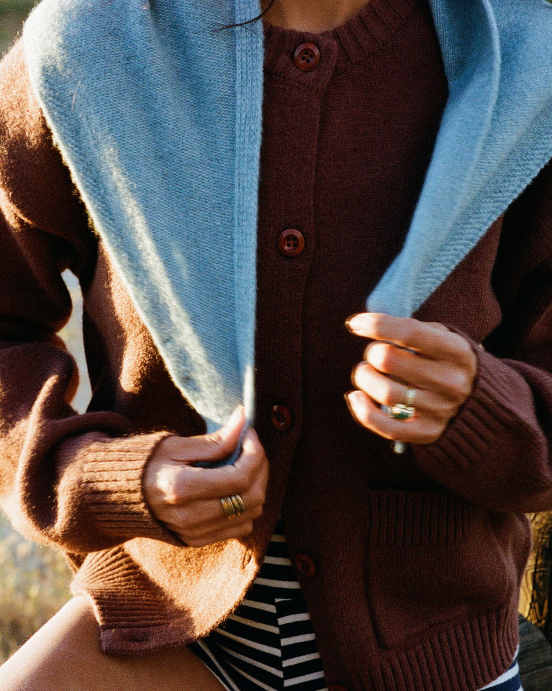 SOFT BLUE WOOL TRIANGLE SCARF