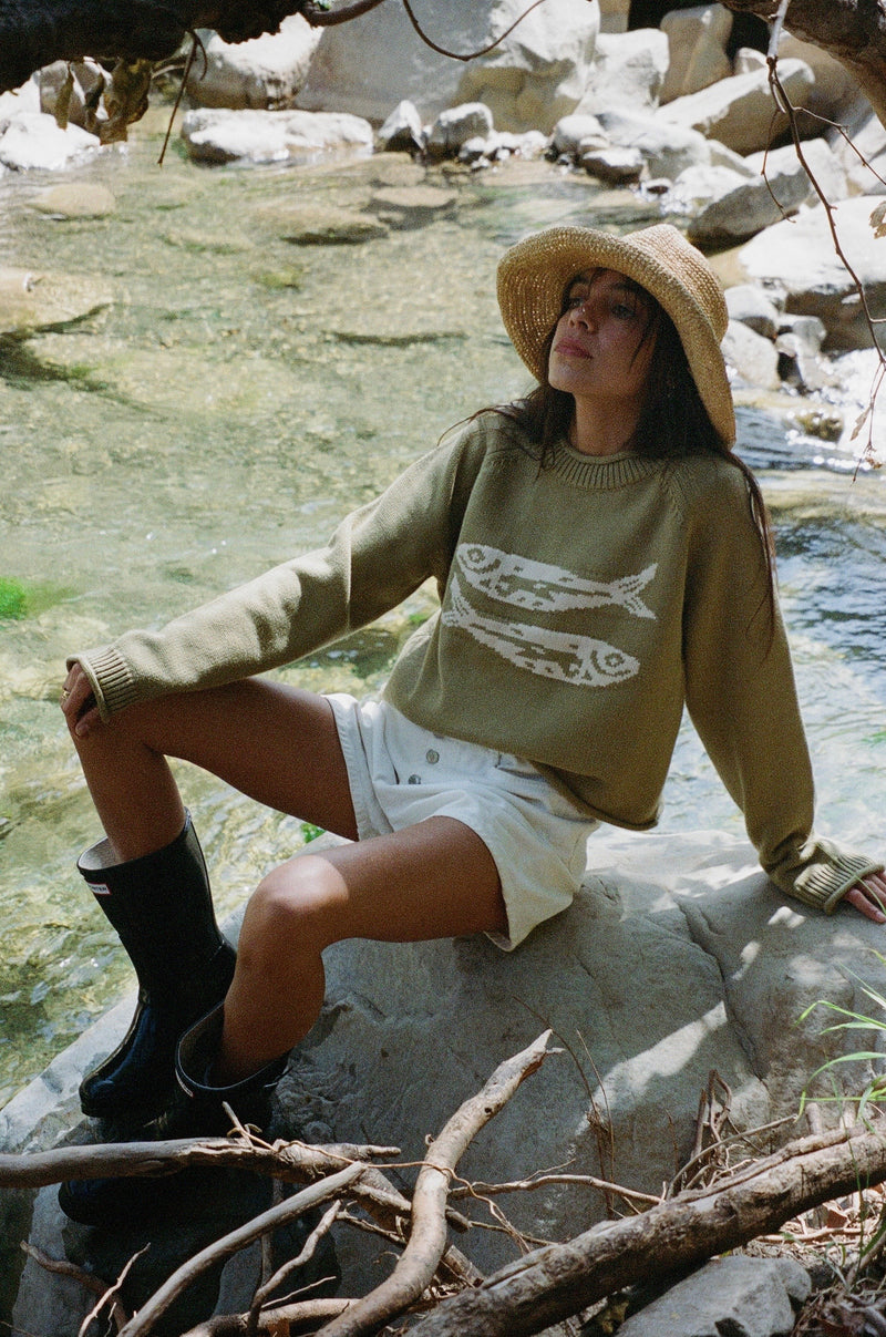GREEN COTTON FISH SWEATER