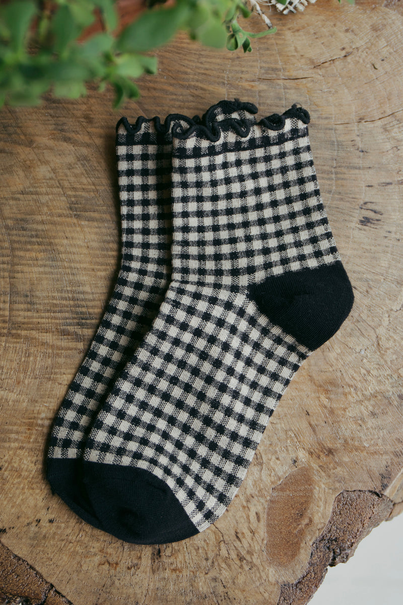 MIDNIGHT GINGHAM SOCKS