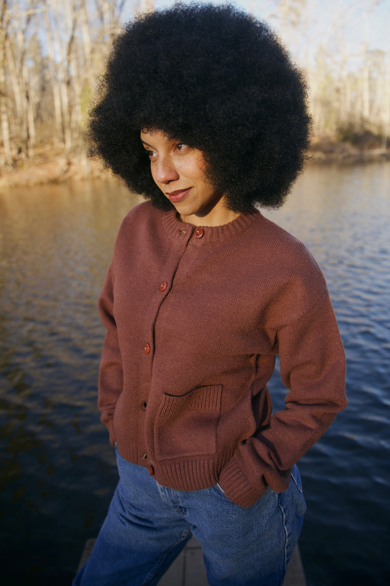 BROWN WOOL CARDIGAN