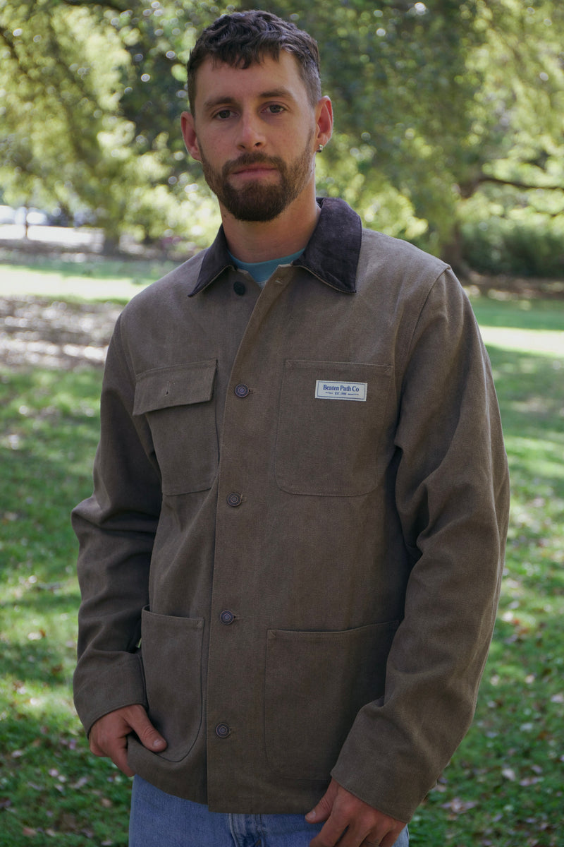 BROWN DENIM WORK CHORE JACKET